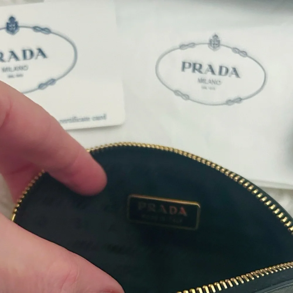 Prada Nero Saffiano Leather Black Pouch Gold Hardware New with Authenticity - Picture 6 of 6